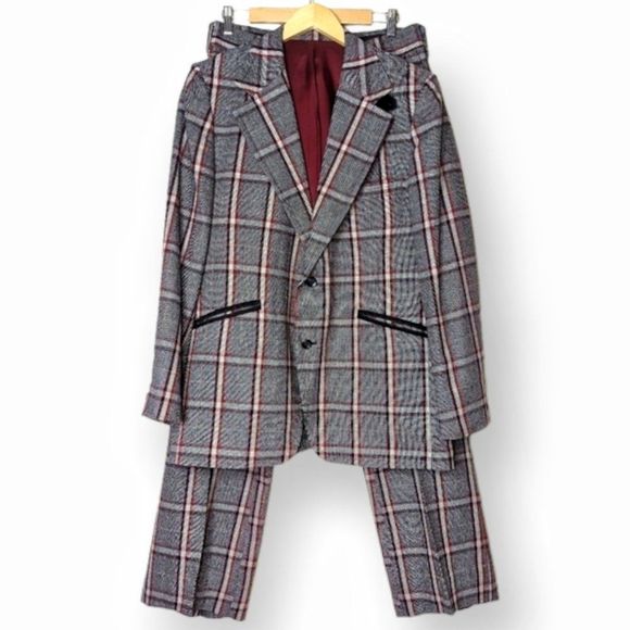 Vintage Other - Vintage 60s 70s Johnny Carson Two Piece Plaid Wool Suit Leather Trim